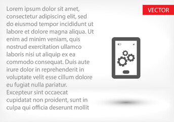 Phone icon with settings . Lorem Ipsum Flat Design