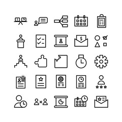 Project Management icon set vector line for website, mobile app, presentation, social media. Suitable for user interface and user experience.