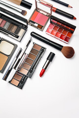 Set of cosmetic products on white background