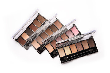 Set of eyeshadow palettes isolated on white