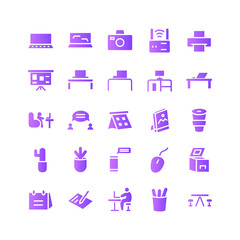Working Space icon set vector gradient for website, mobile app, presentation, social media. Suitable for user interface and user experience.