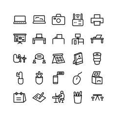 Working Space icon set vector line for website, mobile app, presentation, social media. Suitable for user interface and user experience.