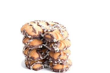 Shortbread biscuits on a white background