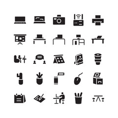 Working Space icon set vector solid for website, mobile app, presentation, social media. Suitable for user interface and user experience.