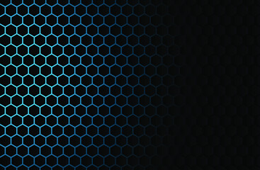 metal grid background,hexagonal blue mesh pattern with text space.