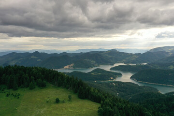 Fototapeta na wymiar Zaovine lake view from Tara mountain in Serbia