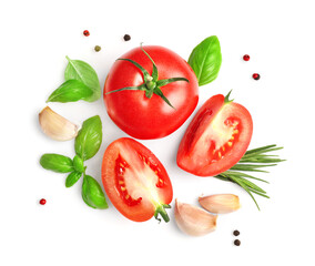 Fresh ripe tomatoes and seasonings