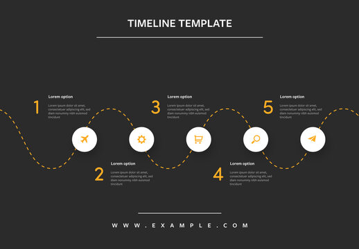 Simple Infographic Layout with Dashed Line and Icons