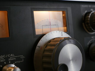 Close up of a tuning dial on a shortwave ham radio