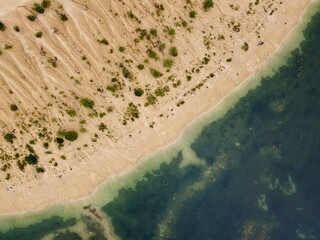Old flooded sand pit aerial photo