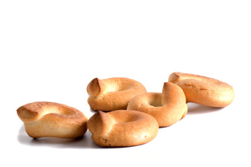 Shortbread biscuits on a white background.
