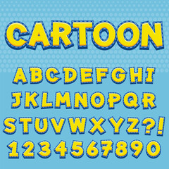 Letter Alphabet With Numbers Cartoon Style Design