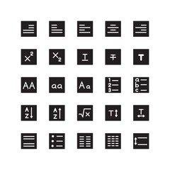 Text Editor icon set vector solid for website, mobile app, presentation, social media. Suitable for user interface and user experience.