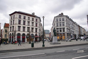 View to the street in the center of Brussels
