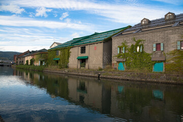 Fototapeta na wymiar The canals and warehouses of Otaru a local attraction, Hokkaido, Japan