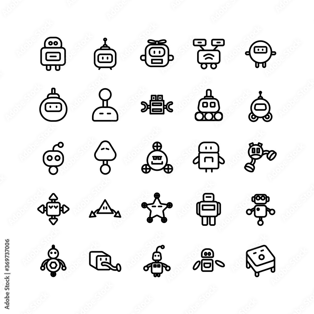 Fototapete robotic icon set vector line for website, mobile app, presentation, social media. suitable for user 