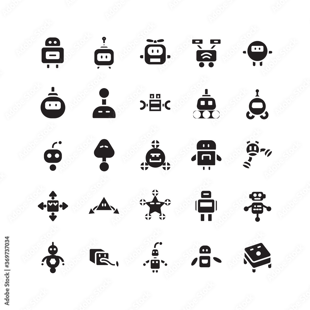 Poster robotic icon set vector solid for website, mobile app, presentation, social media. suitable for user