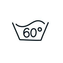 water temperature for laundry doodle icon, vector line illustration