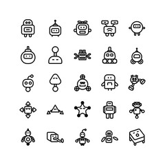 Robotic icon set vector line for website, mobile app, presentation, social media. Suitable for user interface and user experience.