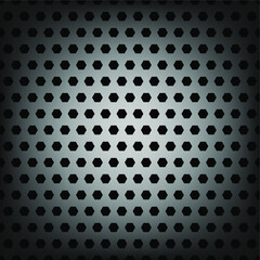 Perforated metal texture seamless pattern background with hexagons.