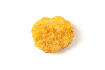 Single chicken nuggets isolated on white background