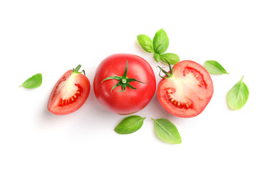 Fresh ripe tomatoes and herbs