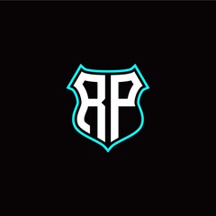 R P initials monogram logo shield designs modern