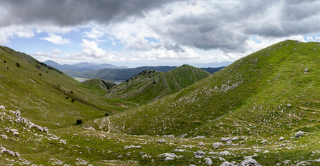 valley on the mountain peaks gallinola in matese park