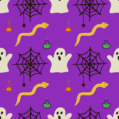 Vector seamless pattern for Halloween with ghost