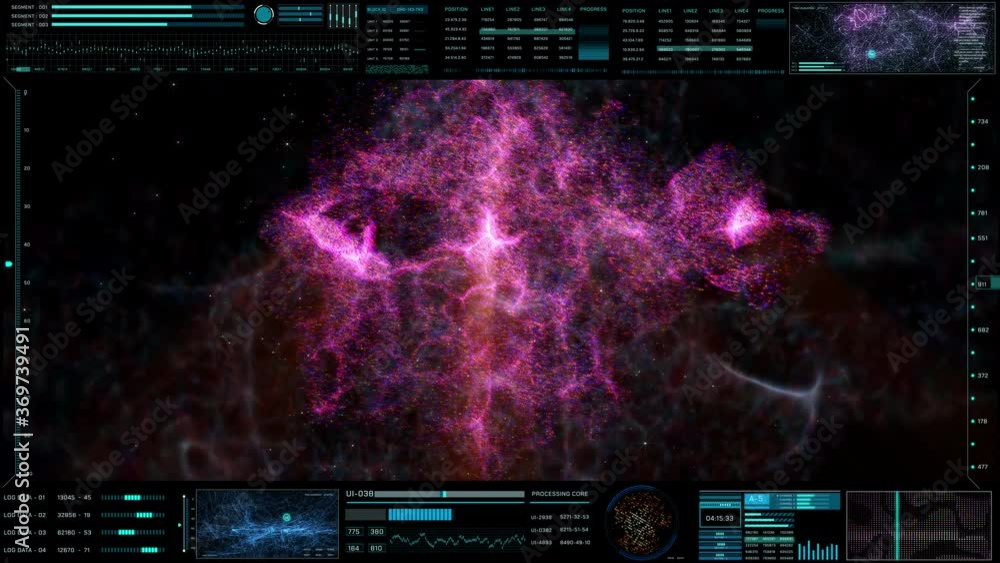 Poster futuristic nebula infographic ui system progress monitoring. hud cyberspace element galaxy analysis 