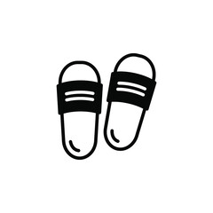 Slipper vector icon. Flip flops sign. Beach sneakers symbol. home shoes simple logo black on white. Sandals Traveling icon. Beach slippers logo