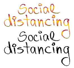vector handwritten text - social distancing