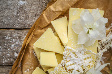 Pieces of cocoa butter