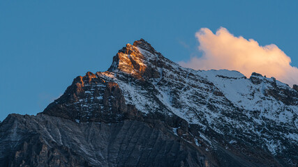 Mountain in Yading during sunset