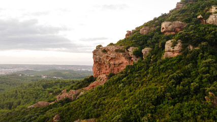Aerial view of the Bruguers Mountain in Barcelona