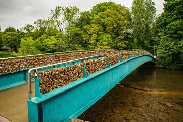 Bakewell love locks bridge water