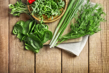 Green vegetables and herbs rich for proteins