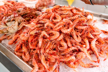 Fresh seafood at the fish market in Ciutadella, on the island of Menorca. Spain