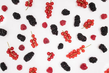 Fresh summer pattern with berries on white