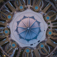 Aerial View of Temple building on Shoreline. Beautiful Architecture as Sunrise!