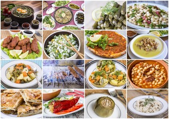 Traditional delicious Turkish foods collage