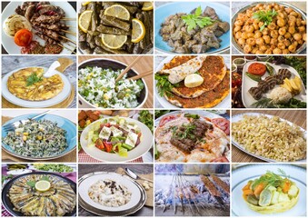 Traditional delicious Turkish foods collage