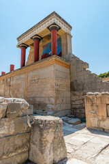 Knossos palace at Crete, Greece Knossos Palace, is the largest Bronze Age archaeological site on Crete and the ceremonial and political centre of the Minoan civilization and culture.