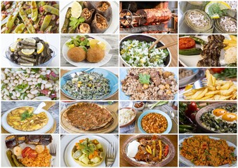 Traditional delicious Turkish foods collage