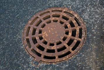 Original cast iron sewer manhole