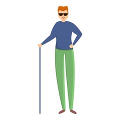 Young blind man icon. Cartoon of young blind man vector icon for web design isolated on white background