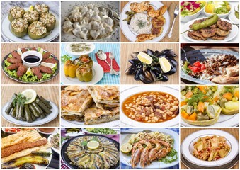 Traditional delicious Turkish foods collage