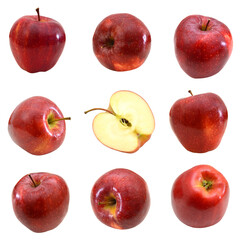 Red apples set isolated on white background
