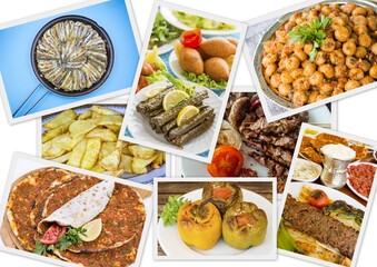 Traditional delicious Turkish foods collage