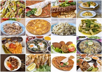 Traditional delicious Turkish foods collage